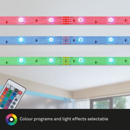Brilo - LED RGB Стрічка з регулюванням яскравості 11,5м LED/24W/230V + пульт дистанційного керування