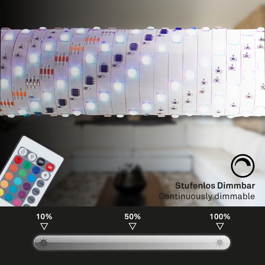 Brilo - LED RGB Стрічка з регулюванням яскравості 11,5м LED/24W/230V + пульт дистанційного керування