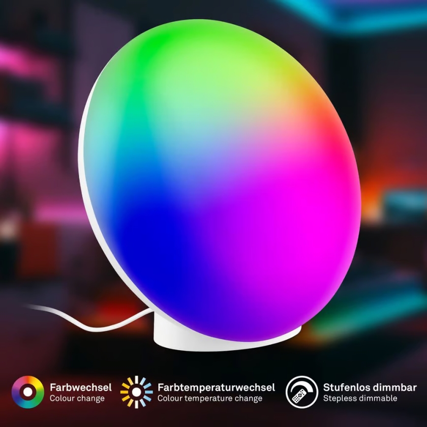 Brilo - LED RGBIC з регульованою яскравістю настільна лампа TARA LED/6W/230V 3000-6500K біла + з пультом дистанційного керування