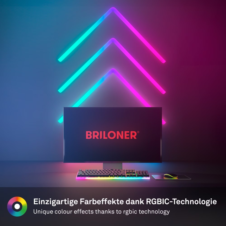 Brilo - Світлодіодна RGBIC світлова стрічка з регулюванням яскравості Smart LED/24W/230V Wi-Fi Tuya