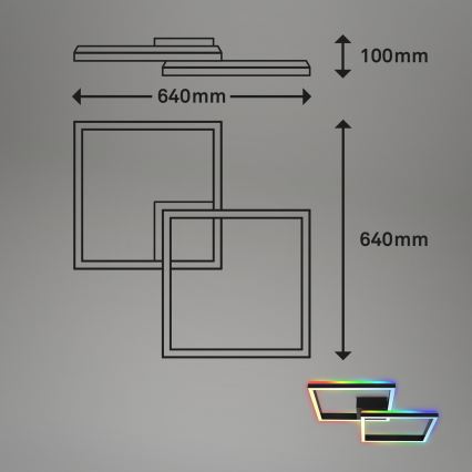 Brilo - LED RGBW Пристельова люстра з регулюванням яскравості FRAME 2xLED/17W/230V 2700-6500K + пульт дистанційного керування