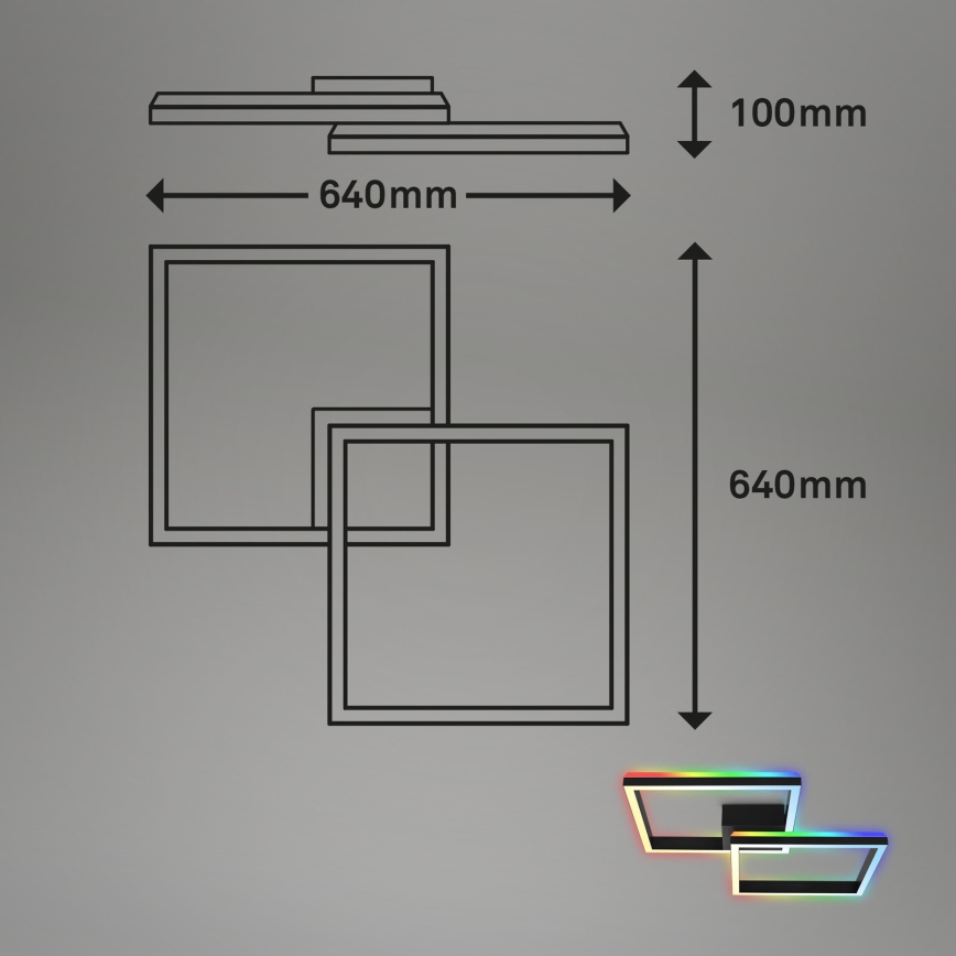 Brilo - LED RGBW Пристельова люстра з регулюванням яскравості FRAME 2xLED/17W/230V 2700-6500K + пульт дистанційного керування