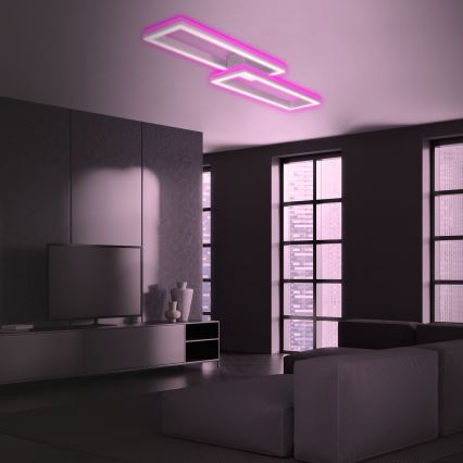 Brilo - LED RGBW Пристельова люстра з регулюванням яскравості FRAME 2xLED/21W/230V 2700-6500K + пульт дистанційного керування