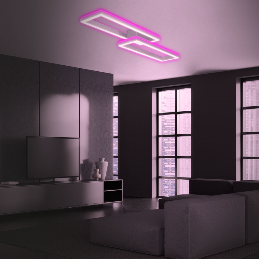 Brilo - LED RGBW Пристельова люстра з регулюванням яскравості FRAME 2xLED/21W/230V 2700-6500K + пульт дистанційного керування
