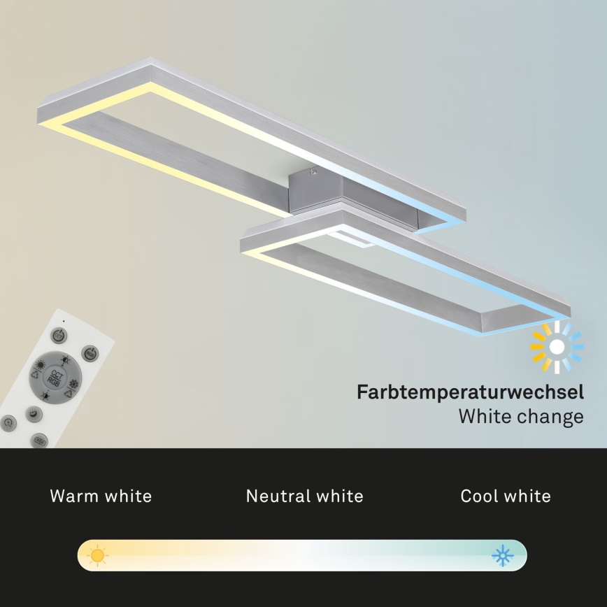 Brilo - LED RGBW Пристельова люстра з регулюванням яскравості FRAME 2xLED/21W/230V 2700-6500K + пульт дистанційного керування
