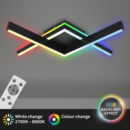 Brilo - LED RGBW Пристельова люстра з регулюванням яскравості FRAME 2xLED/9W/230V 2700-6500K + пульт дистанційного керування