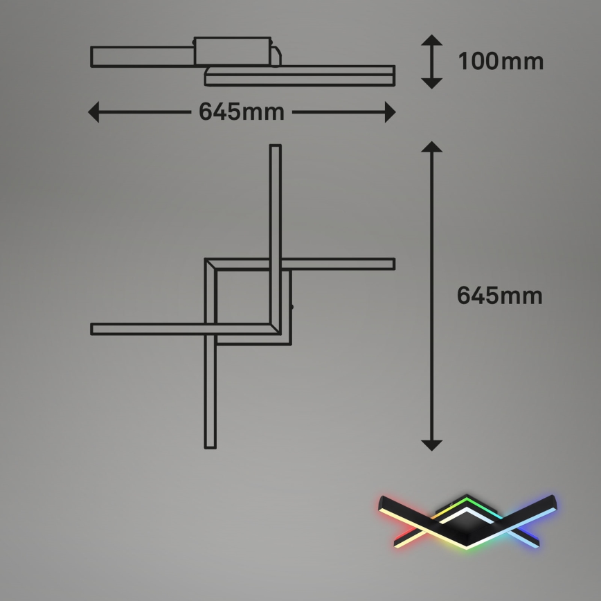 Brilo - LED RGBW Пристельова люстра з регулюванням яскравості FRAME 2xLED/9W/230V 2700-6500K + пульт дистанційного керування