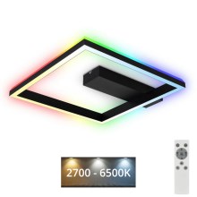 Brilo - LED RGBW Пристельова люстра з регулюванням яскравості FRAME LED/18W/230V 2700-6500K + пульт дистанційного керування