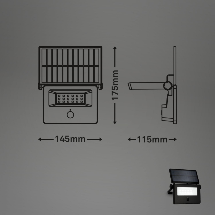 Brilo - LED солнечный прожектор с датчиком LED/5W/5,5V IP54 1200 mAh