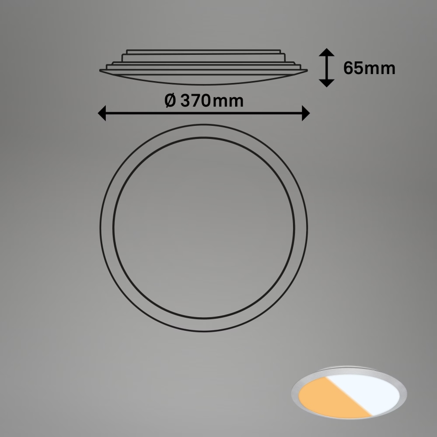 Brilo - LED стельовий світильник для ванної кімнати CTS LED/21W/230V 3000/4000K IP44 діам. 37 см матовий хром
