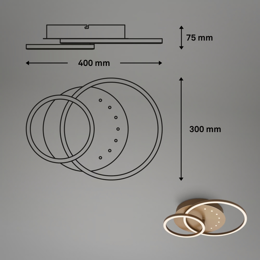 Brilo - LED стельовий світильник з регулюванням яскравості LED/26W/230V 3000K коричневий