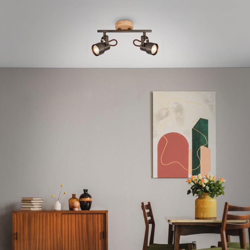 Brilo - LED точковий світильник TAHUN 2xGU10/5W/230V коричневий