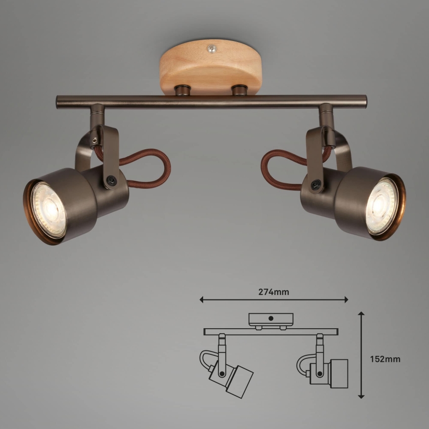 Brilo - LED точковий світильник TAHUN 2xGU10/5W/230V коричневий
