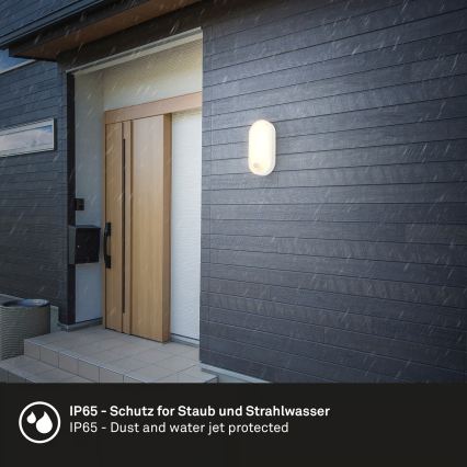 Brilo - LED уличный настенный светильник с датчиком движения и датчиком сумерек RUCH LED/12W/230V IP65 белый