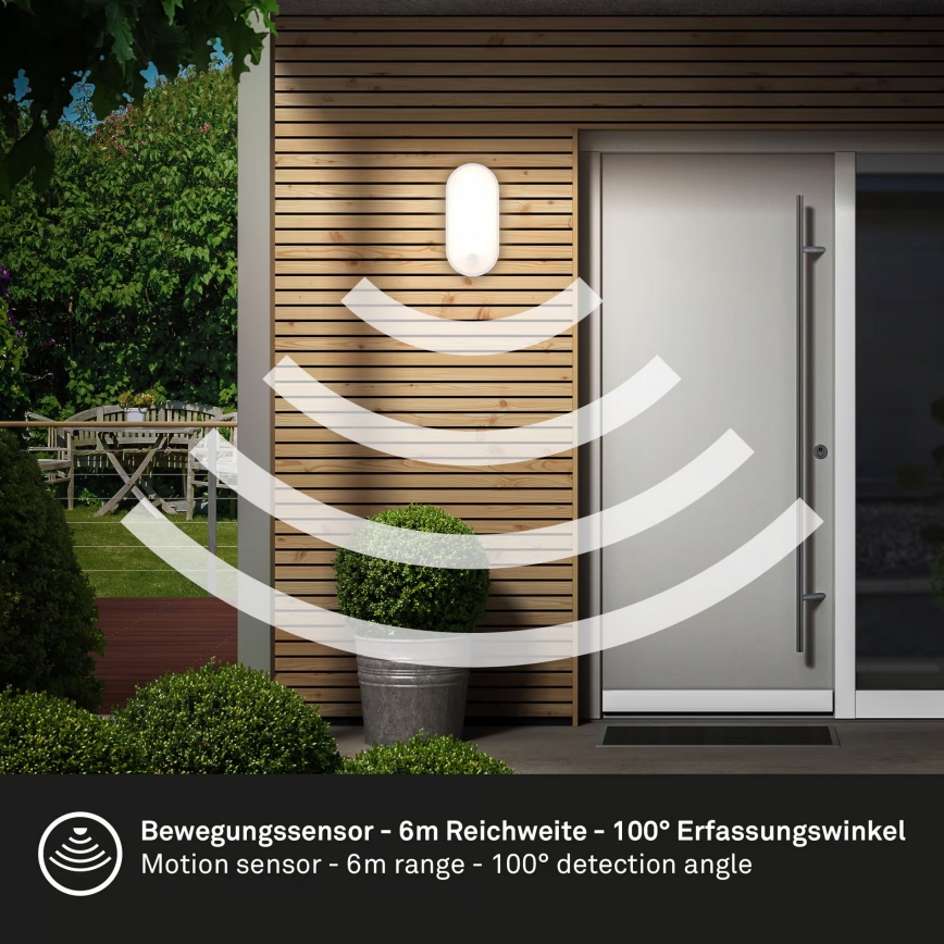 Brilo - LED уличный настенный светильник с датчиком движения и датчиком сумерек RUCH LED/12W/230V IP65 белый