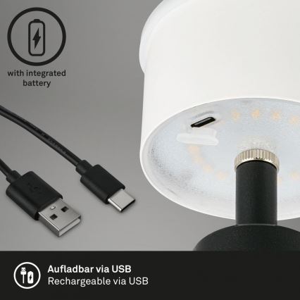 Brilo - LED Вулична акумуляторна настільна лампа з регулюванням яскравості LED/3,5W/5V IP44 чорний