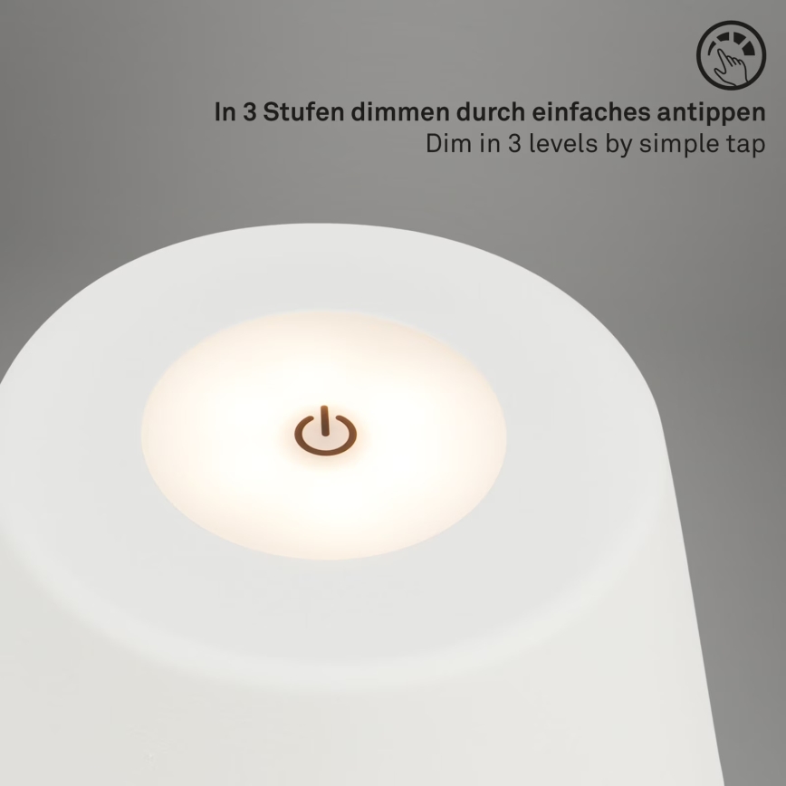 Brilo - LED Вулична акумуляторна настільна лампа з регулюванням яскравості LED/3,5W/5V IP44 білий