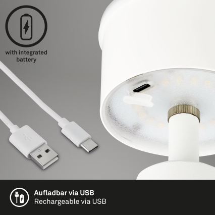 Brilo - LED Вулична акумуляторна настільна лампа з регулюванням яскравості LED/3,5W/5V IP44 білий