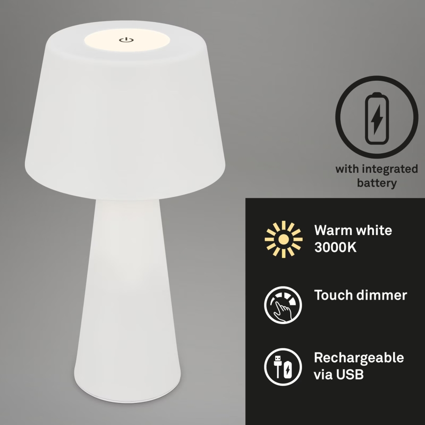 Brilo - LED Вулична акумуляторна настільна лампа з регулюванням яскравості LED/3,5W/5V IP44 білий
