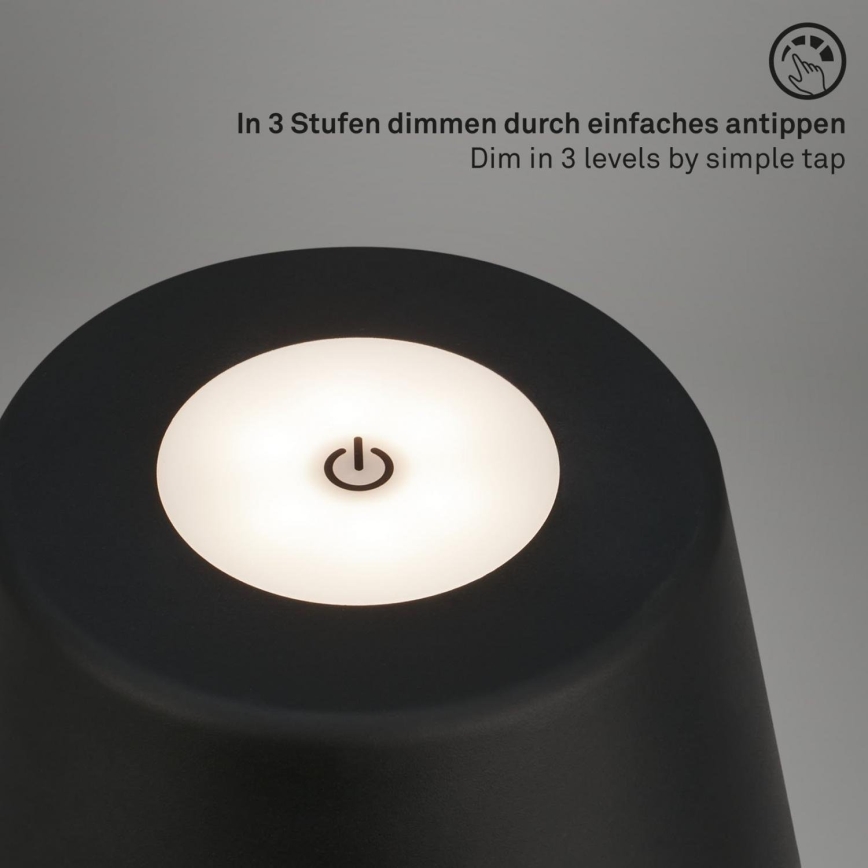 Brilo - LED Вулична акумуляторна настільна лампа з регулюванням яскравості LED/3,5W/5V IP44 чорний