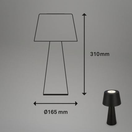 Brilo - LED Вулична акумуляторна настільна лампа з регулюванням яскравості LED/3,5W/5V IP44 чорний