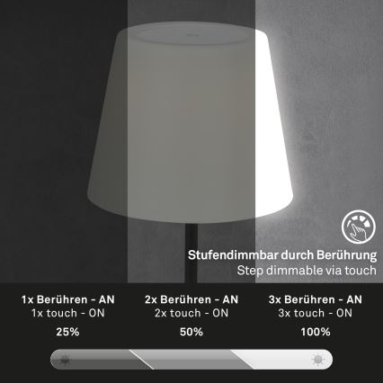 Brilo - LED Вулична з регулюванням яскравості акумуляторна лампа LED/3W/5V IP44 2000 mAh
