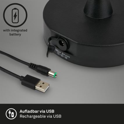 Brilo - LED Вулична з регулюванням яскравості акумуляторна лампа LED/3W/5V IP44 2000 mAh