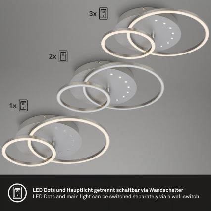Brilo - LED затемнюваний стельовий світильник LED/26W/230V 3000K матовий хром