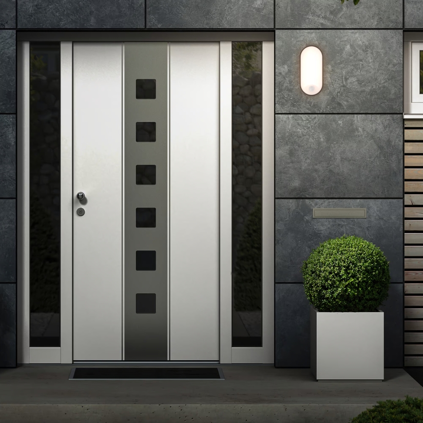 Brilo - LED зовнішній настінний світильник з датчиком руху та датчиком сутінків RUCH LED/12W/230V IP65 чорний