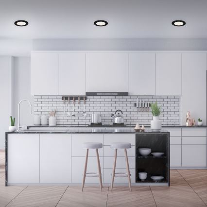 Brilo - Комплект із 3 LED-вбудованих світильників для ванної кімнати FLAT LED/6W/230V IP44 чорний
