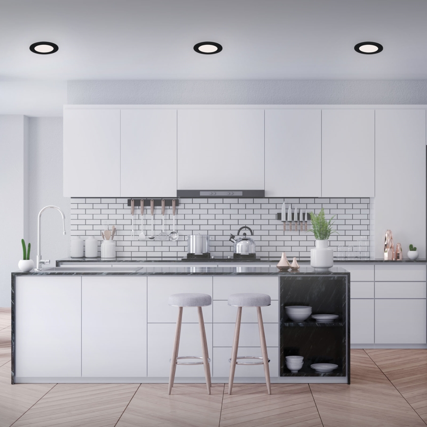 Brilo - Комплект із 3 LED-вбудованих світильників для ванної кімнати FLAT LED/6W/230V IP44 чорний