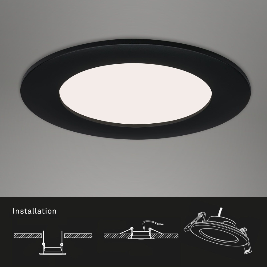 Brilo - Комплект із 3 LED-вбудованих світильників для ванної кімнати FLAT LED/6W/230V IP44 чорний