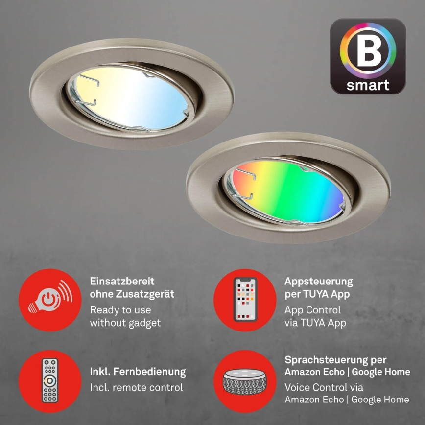 Brilo - НАБІР 3x LED RGBW Світильник для ванної з регулюванням яскравості 1xGU10/4,9W/230V 2700-6500K Wi-Fi Tuya IP23 + пульт дистанційного керування
