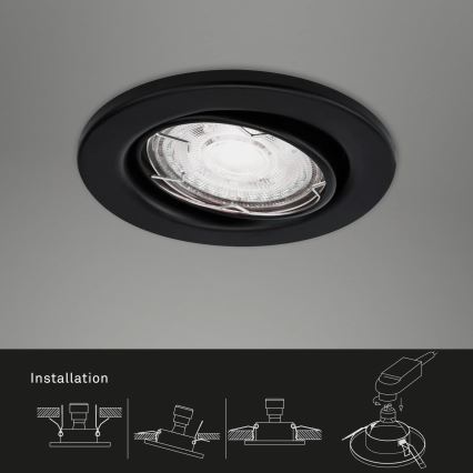 Brilo - НАБІР 3x Вбудований стельовий LED світильник для ванної 1xGU10/5W/230V IP23 чорний