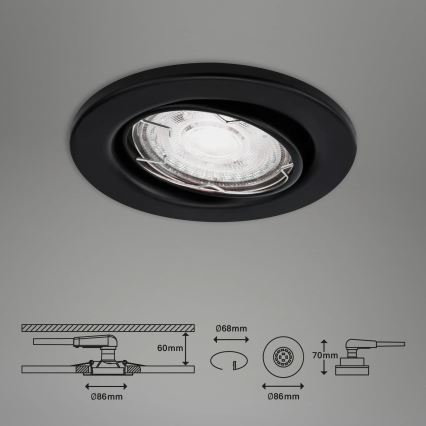 Brilo - НАБІР 3x Вбудований стельовий LED світильник для ванної 1xGU10/5W/230V IP23 чорний