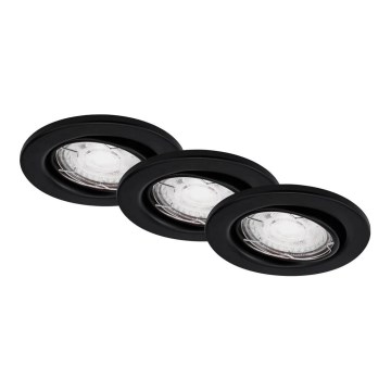 Brilo - НАБІР 3x Вбудований стельовий LED світильник для ванної 1xGU10/5W/230V IP23 чорний
