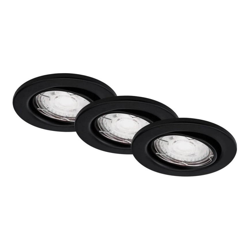 Brilo - НАБІР 3x Вбудований стельовий LED світильник для ванної 1xGU10/5W/230V IP23 чорний