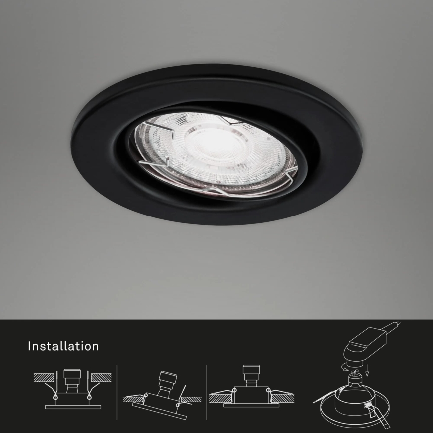 Brilo - НАБІР 3x Вбудований стельовий LED світильник для ванної 1xGU10/5W/230V IP23 чорний