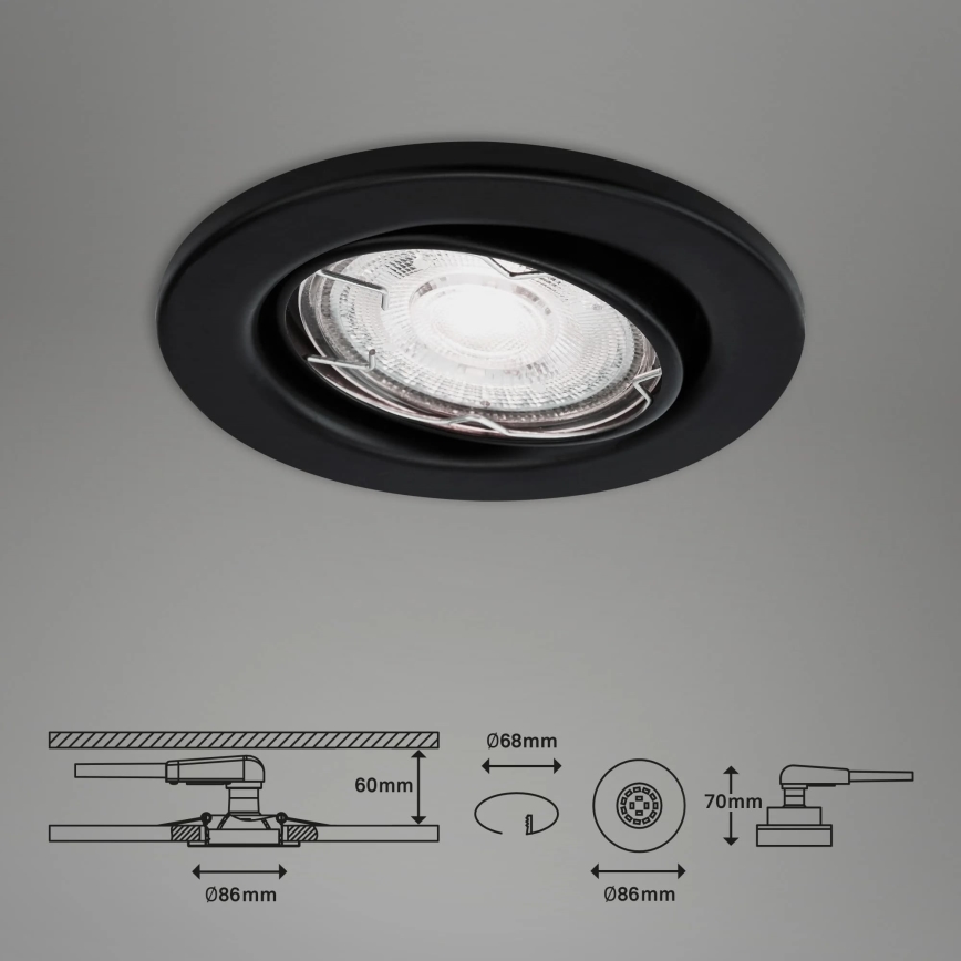 Brilo - НАБІР 3x Вбудований стельовий LED світильник для ванної 1xGU10/5W/230V IP23 чорний