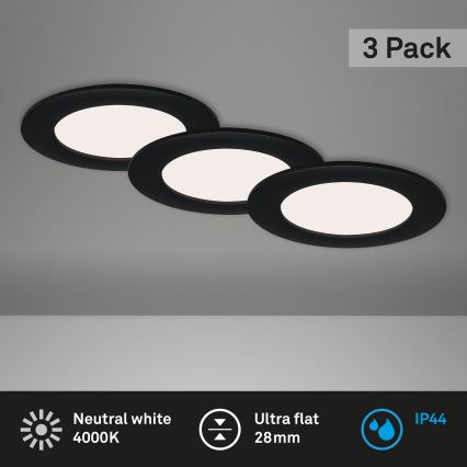 Brilo - НАБІР 3x Вбудований стельовий LED світильник для ванної FLAT LED/7W/230V IP44