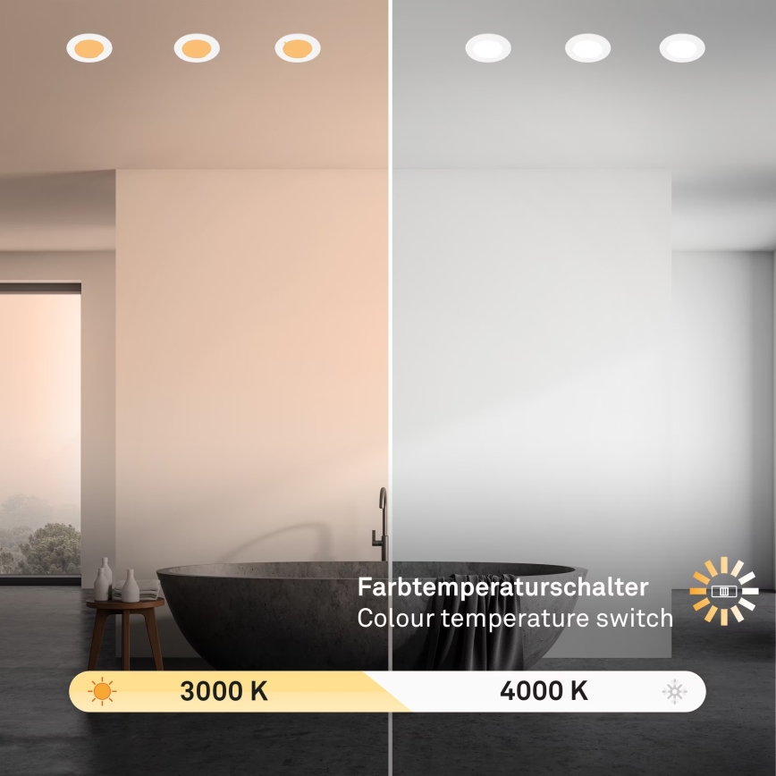 Brilo - НАБІР 3x Вбудований стельовий LED світильник для ванної LED/4W/230V IP44 3000/4000K білий