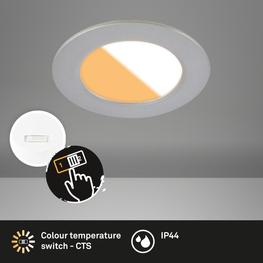 Brilo - НАБІР 3x Вбудований стельовий LED світильник для ванної LED/4W/230V IP44 3000/4000K срібний