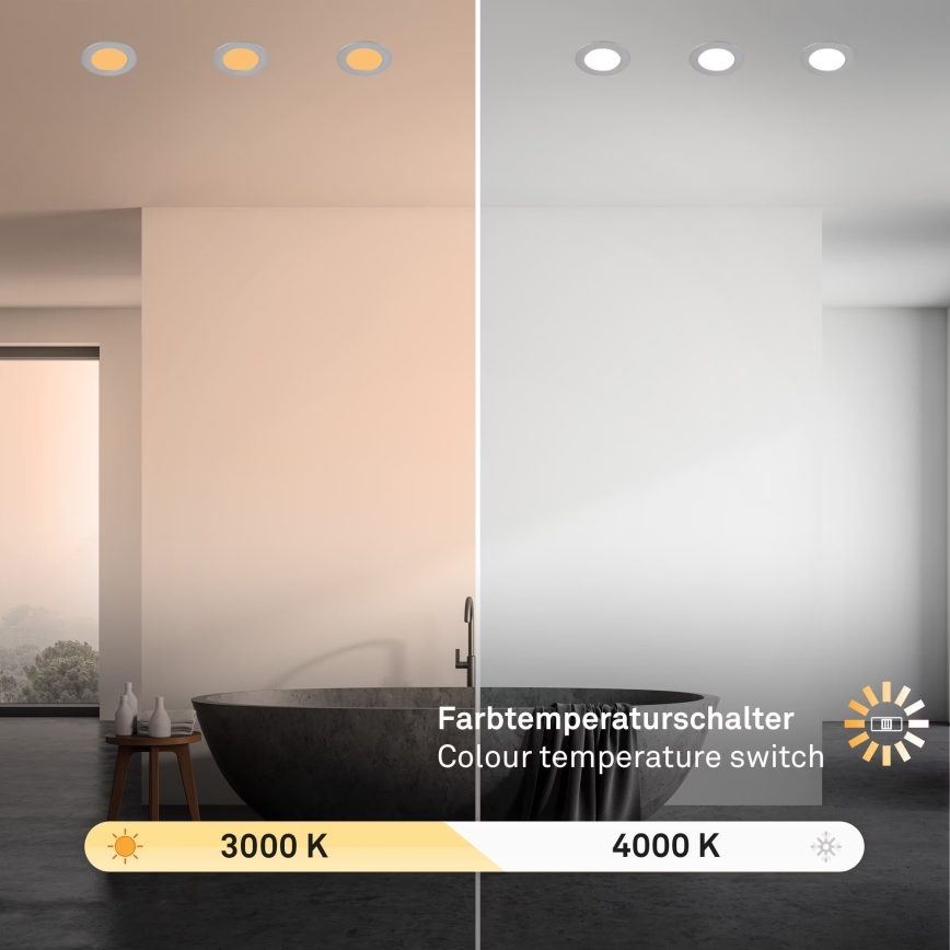 Brilo - НАБІР 3x Вбудований стельовий LED світильник для ванної LED/4W/230V IP44 3000/4000K срібний