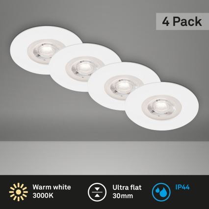 Brilo - НАБІР 4x Вбудований стельовий LED світильник для ванної LED/4,9W/230V IP44 білий