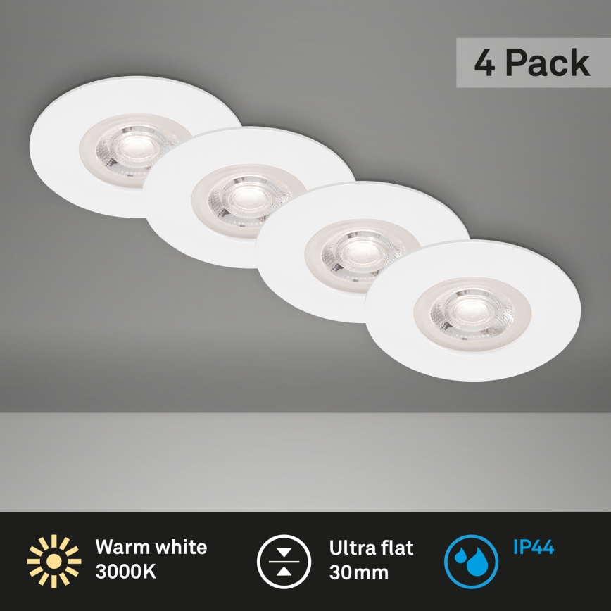 Brilo - НАБІР 4x Вбудований стельовий LED світильник для ванної LED/4,9W/230V IP44 білий