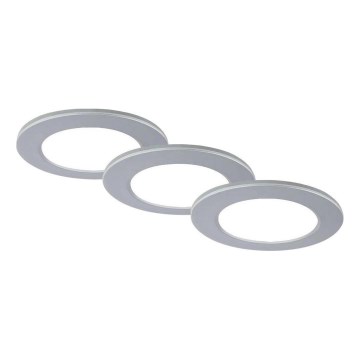 Brilo - НАБОР 3x Светодиодный встроенный светильник для ванной комнаты LED/4W/230V IP44 3000/4000K серебристый