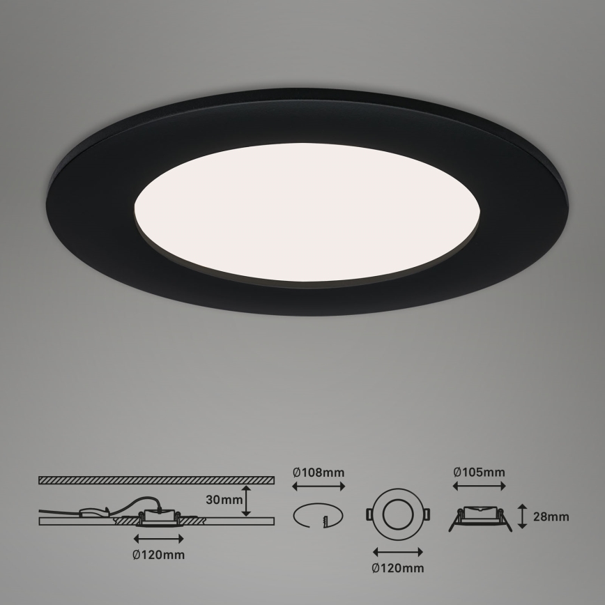 Brilo - КОМПЛЕКТ 3x LED встраиваемых потолочных светильников для ванной FLAT LED/6W/230V IP44 черный
