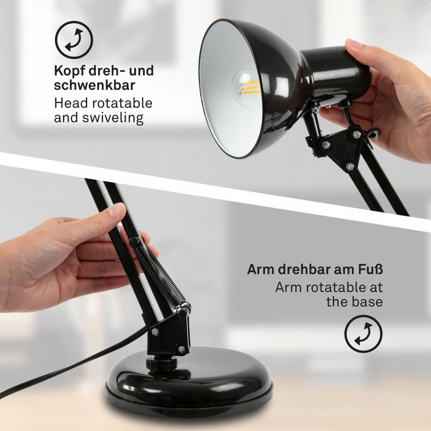 Brilo - Настольная лампа PIXA 1xE14/25W/230V чёрная