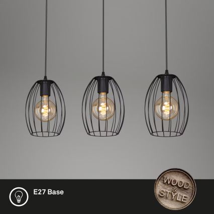 Brilo - Підвісна люстра WAKTU 3xE27/60W/230V каучук
