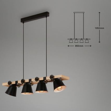 Brilo - Подвесная люстра TALLE 4xE27/40W/230V каучук